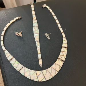 Mother of pearl and sterling necklace set